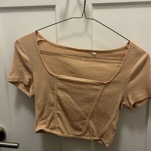 Pacsun Beige Cropped Short Sleeve Top